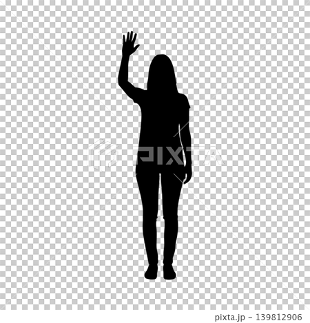 手を挙げている女性のシルエット、アルファチャンネル 手を挙げている女性のシルエット、アルファチャンネル 139812906