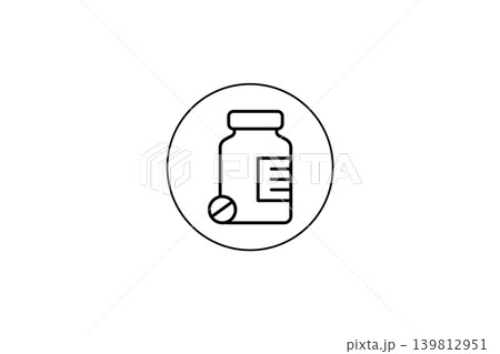 Medication Bottle With Pill Icon in Circle Prescription Medicine Line Art Symbol Medication Bottle With Pill Icon in Circle Prescription Medicine Line Art Symbol 139812951
