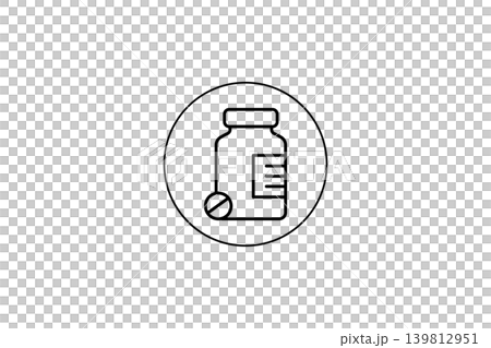 Medication Bottle With Pill Icon in Circle Prescription Medicine Line Art Symbol Medication Bottle With Pill Icon in Circle Prescription Medicine Line Art Symbol 139812951