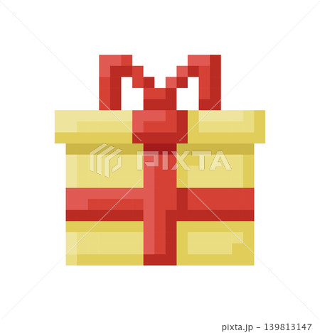 Gift box for Christmas and New Year Celebration, icon in 8 bit style Gift box for Christmas and New Year Celebration, icon in 8 bit style 139813147