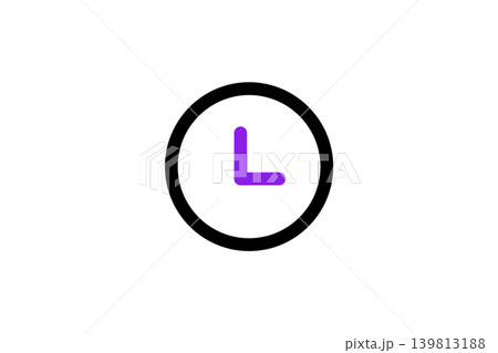 Minimal Clock Icon With Purple Hands Representing Time, Schedule, Deadlines And Simple Modern Design Minimal Clock Icon With Purple Hands Representing Time, Schedule, Deadlines And Simple Modern Design 139813188