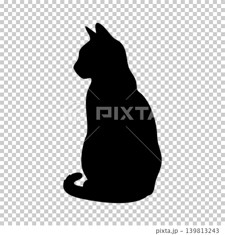 座っている猫のシルエット、アルファチャンネル 139813243