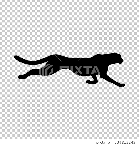 Silhouette of a running cheetah, alpha channel 139813245