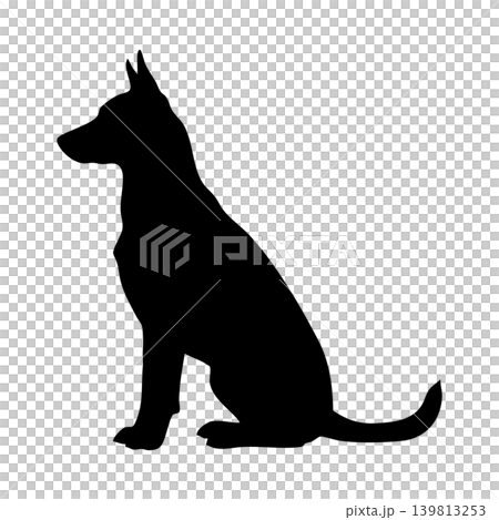 Silhouette of a sitting dog, alpha channel 139813253