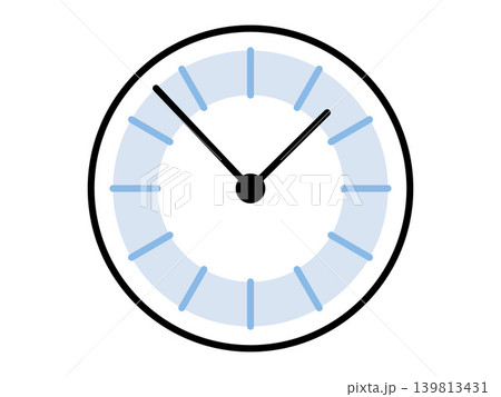 Analog clock with blue segments vector illustration. Time management, productivity, deadline, schedule, appointment, countdown. Circular watch face with black hands and blue markers 139813431