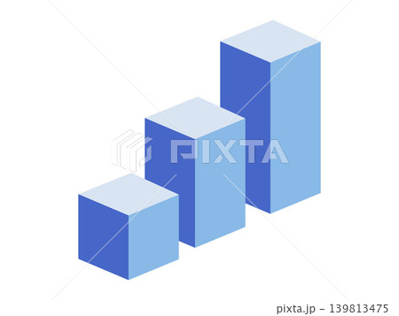 Three blue isometric columns of increasing height vector illustration. Business growth, financial success, data analysis, market trends, profit increase, corporate strategy. Rising 3D bar graph Three blue isometric columns of increasing height vector illustration. Business growth, financial success, data analysis, market trends, profit increase, corporate strategy. Rising 3D bar graph 139813475