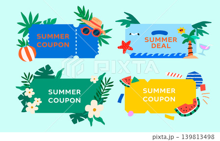 Naive Collage Style Kitschy Summer Coupon Graphic 139813498