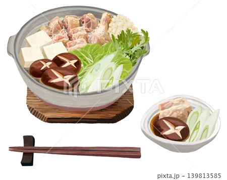 水炊き鍋（箸、取り皿付き） 139813585
