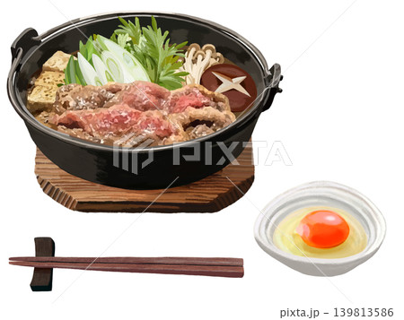 すき焼き鍋(箸、玉子付き) すき焼き鍋(箸、玉子付き) 139813586
