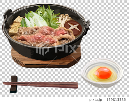 すき焼き鍋(箸、玉子付き) すき焼き鍋(箸、玉子付き) 139813586