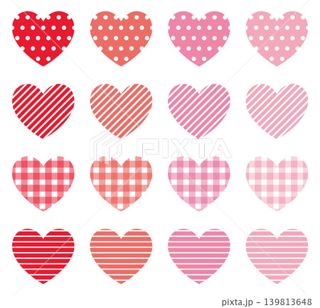 様々な形のハートマークアイコンのベクターイラストセット 139813648