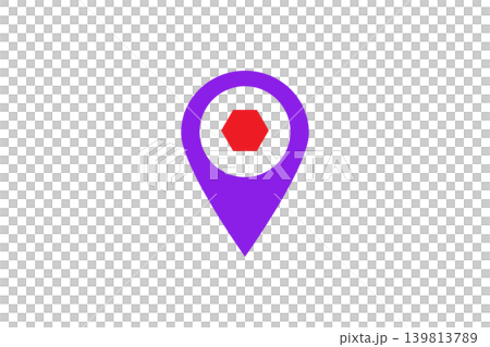 Purple Map Pin Icon With Red Hexagon Marker Location GPS Navigation Symbol 139813789