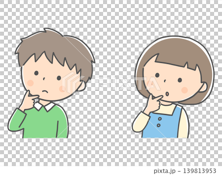 A boy and a girl deep in thought A boy and a girl deep in thought 139813953
