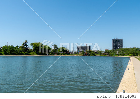 天王川公園の静かな池の景観　尾張津島 139814003