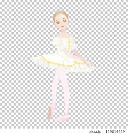 ダンサーのイラスト_バレエ「眠れる森の美女」のオーロラ姫を踊るバレリーナのイメージ ダンサーのイラスト_バレエ「眠れる森の美女」のオーロラ姫を踊るバレリーナのイメージ 139814669