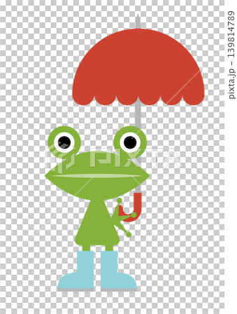 赤い傘を持つカエルの梅雨イラスト 139814789