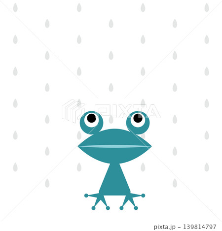 雨背景とカエルのミニマル梅雨イラスト 139814797
