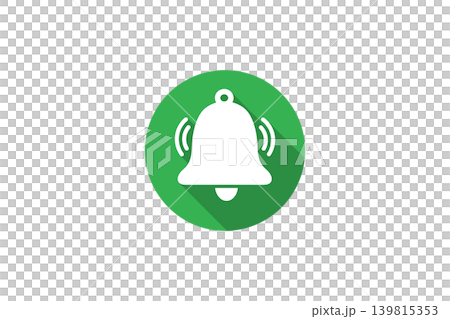 Green Notification Bell Icon With Flat Design and Long Shadow for Alerts and Reminders Green Notification Bell Icon With Flat Design and Long Shadow for Alerts and Reminders 139815353
