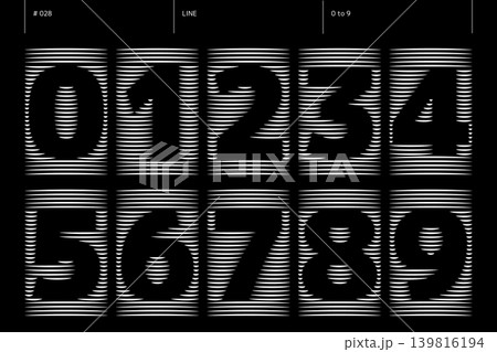 線の0から9までの数字のセット_028 139816194