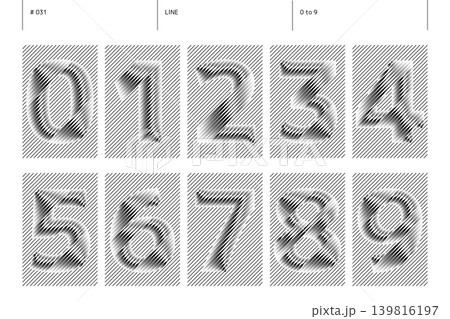 線の0から9までの数字のセット_031 139816197