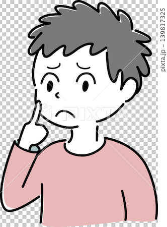 一個表情憂慮的男人的簡單插圖(擔憂、疑惑、煩惱、人物、向量圖) 一個表情憂慮的男人的簡單插圖(擔憂、疑惑、煩惱、人物、向量圖) 139817325