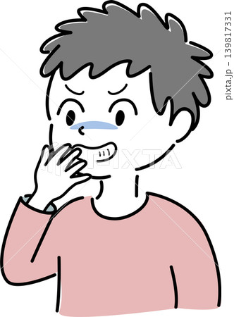 口元に手を添えて悪だくみを企てる笑顔の男性のイラスト 139817331