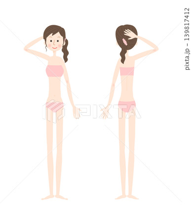 ポーズを取っているビキニ姿の女性の全身イラスト 139817412