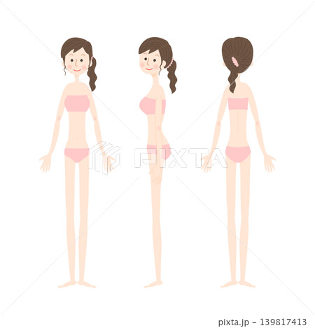 ビキニ姿の女性の全身イラストセット 139817413