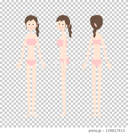 ビキニ姿の女性の全身イラストセット 139817413