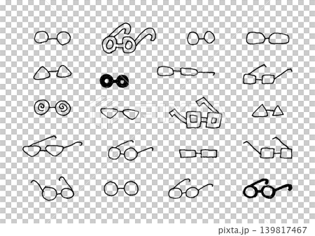 A set of loosely drawn illustrations of various shapes of glasses (black) A set of loosely drawn illustrations of various shapes of glasses (black) 139817467