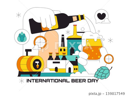 International Beer Day Vector Illustration Featuring Craft Brewery Celebration, Fresh Lager Glass, Brewing Equipment and Festival Design International Beer Day Vector Illustration Featuring Craft Brewery Celebration, Fresh Lager Glass, Brewing Equipment and Festival Design 139817549