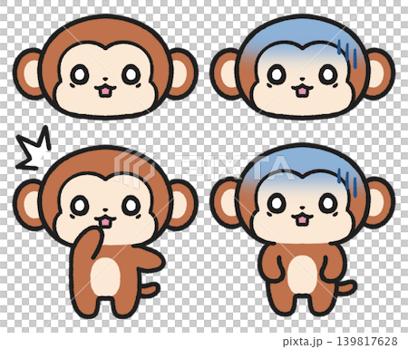 A set of illustrations of monkeys with surprised, shocked, and astonished expressions. A set of illustrations of monkeys with surprised, shocked, and astonished expressions. 139817628
