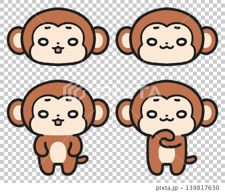 A set of illustrations of monkeys with confused and bewildered expressions. A set of illustrations of monkeys with confused and bewildered expressions. 139817630