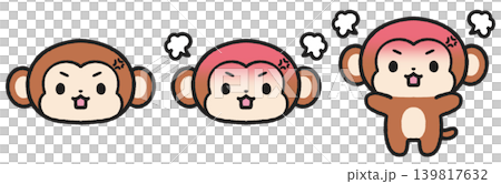 Set of illustrations of angry monkeys Set of illustrations of angry monkeys 139817632