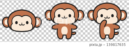 Cute monkey illustration set Cute monkey illustration set 139817635
