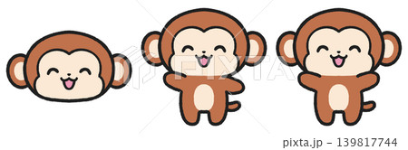 笑顔のサルのイラストセット 笑顔のサルのイラストセット 139817744