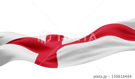 England flag flowing with fabric texture isolated on white background with copy space 3D render 139818484