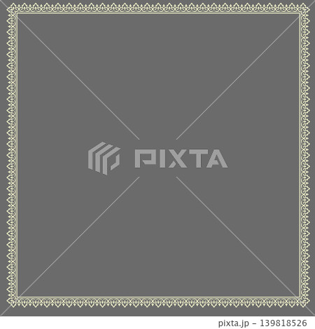Decorative frame Elegant vector element for design in Eastern style, place for text. Floral gray and beige frame. Lace illustration for invitations and greeting cards 139818526