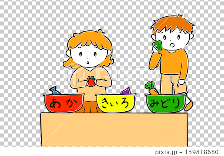 食物教育:孩子們依顏色將食物分類 食物教育:孩子們依顏色將食物分類 139818680