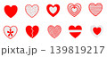 Set of decorative red doodle hearts, Valentine's Day vector icons and design elements. 139819217