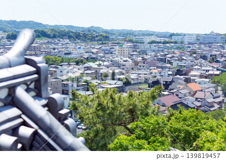 掛川城から望む静岡県掛川市の市街地風景 139819457
