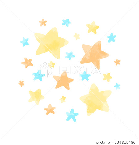 水彩風のかわいい星のイラスト素材 139819486
