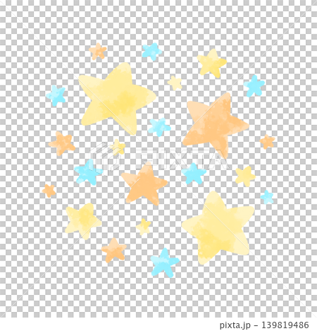 水彩風のかわいい星のイラスト素材 139819486