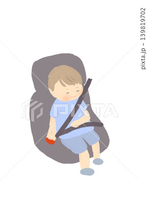 チャイルドシートで眠る子ども 139819702