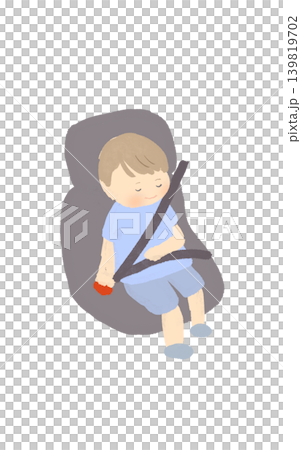 一個孩子在汽車座椅上睡覺 139819702