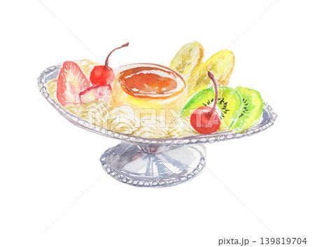 プリンアラモードの水彩イラスト 139819704