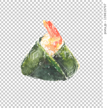 天婦羅飯糰水彩插畫 139819707