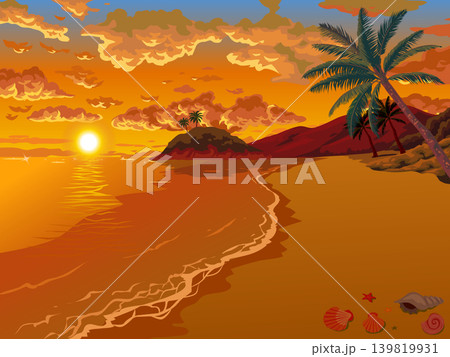 夕方のビーチの風景 夕方のビーチの風景 139819931