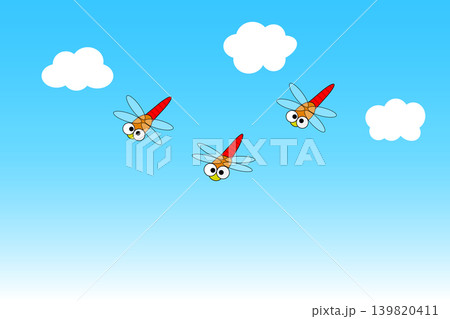 青空と赤トンボ 青空と赤トンボ 139820411