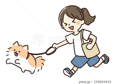 犬の散歩をする女性のイラスト 139820433